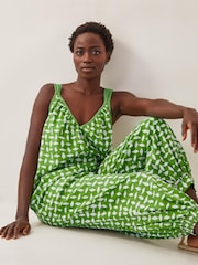 Monsoon Green Geena Geometric Woodblock Jumpsuit - Image 1 of 4
