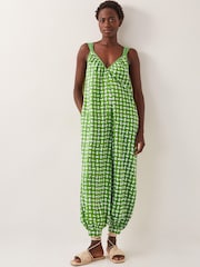 Monsoon Green Geena Geometric Woodblock Jumpsuit - Image 2 of 4