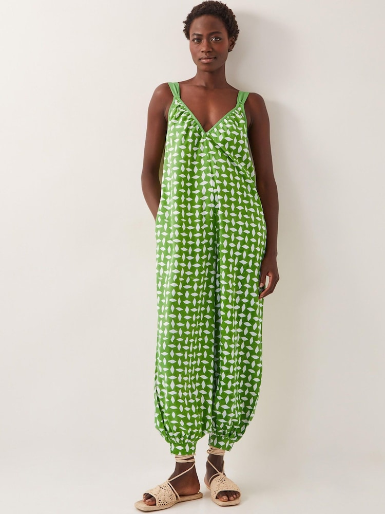 Monsoon Green Geena Geometric Woodblock Jumpsuit - Image 2 of 4