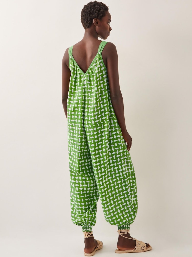 Monsoon Green Geena Geometric Woodblock Jumpsuit - Image 3 of 4