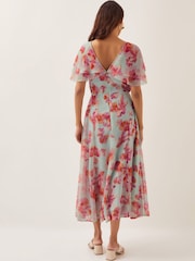 Monsoon Green Marlene Floral Print Midi Dress - Image 4 of 4