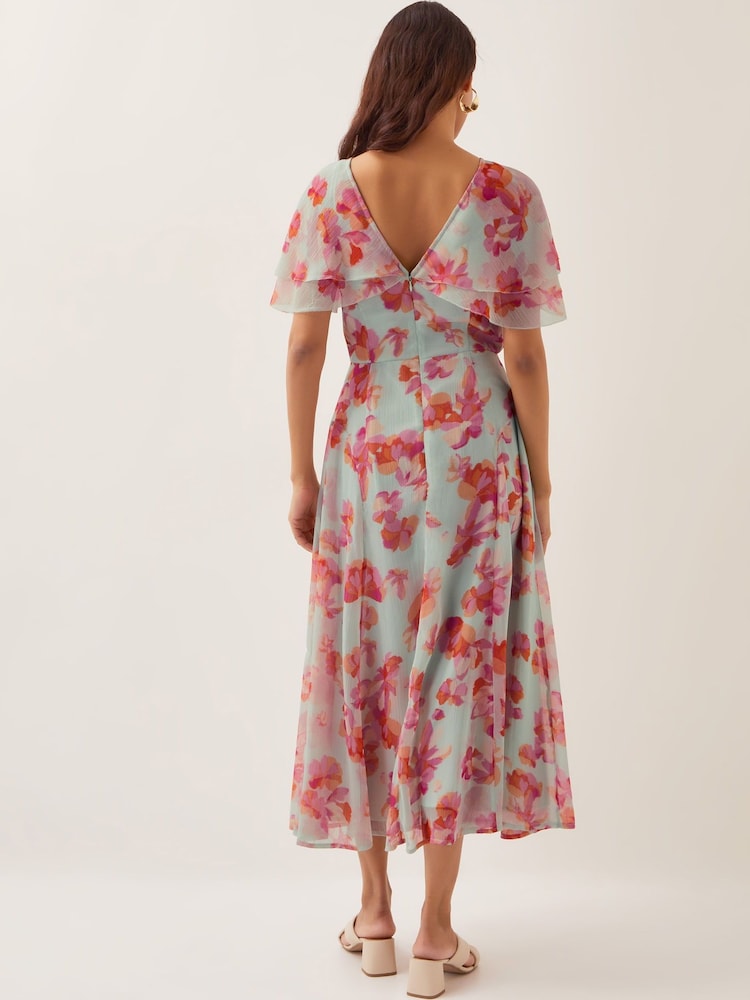 Monsoon Green Marlene Floral Print Midi Dress - Image 4 of 4