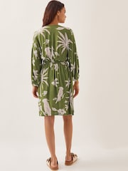 Monsoon Green Mariam Leaf Print Mini Dress - Image 2 of 5