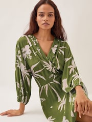 Monsoon Green Mariam Leaf Print Mini Dress - Image 3 of 5