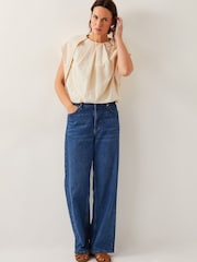 Monsoon Cream Dorit Bubble Hem Top - Image 3 of 5
