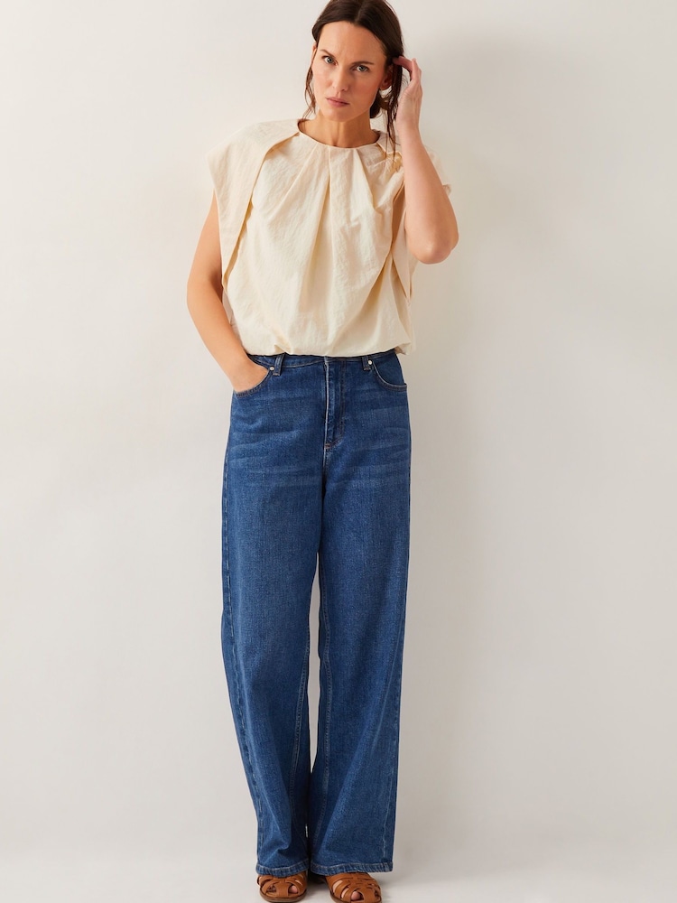 Monsoon Cream Dorit Bubble Hem Top - Image 3 of 5