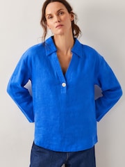 Monsoon Blue Clover 100% Linen Blouse - Image 3 of 4