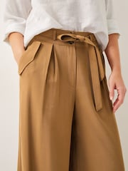 Monsoon Brown Nina Wide Leg 100% Cotton Trousers - Image 5 of 5