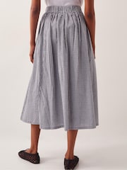 Monsoon Blue Bea Gingham Button Midi 100% Cotton Skirt - Image 3 of 6