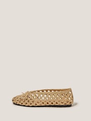 Monsoon Gold Betsy Woven Ballet Flats - Image 1 of 3