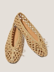 Monsoon Gold Betsy Woven Ballet Flats - Image 3 of 3