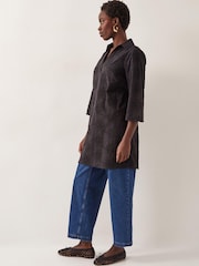 Monsoon Black 100% Cotton Harika Embroidered Mini Shirt Dress - Image 5 of 5