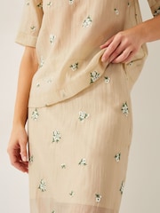 Monsoon Gold Sacha Embroidered Midi Skirt - Image 3 of 5