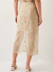 Monsoon Gold Sacha Embroidered Midi Skirt - Image 5 of 5