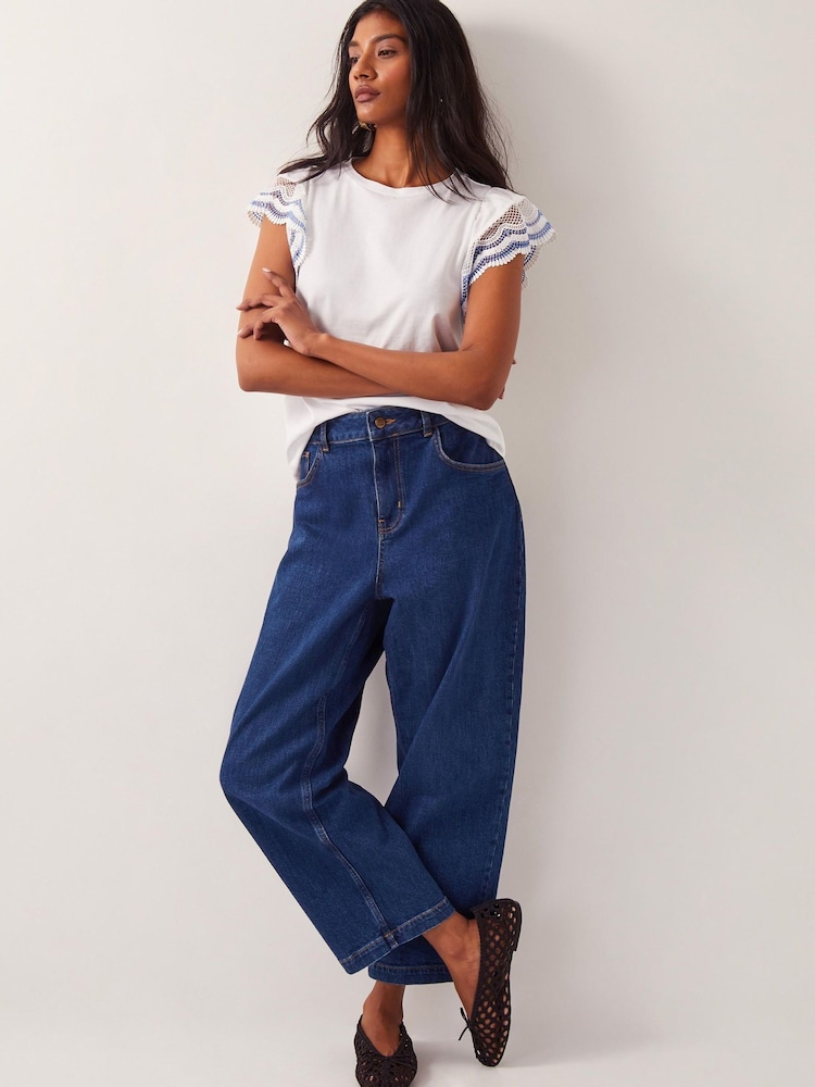 Monsoon White Embroidered Flutter-Sleeve 100% Cotton Blouses - Image 2 of 5 Monsoon White Embroidered Flutter-Sleeve 100% Cotton Blouses - Image 2 of 5