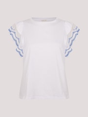 Monsoon White Embroidered Flutter-Sleeve 100% Cotton Blouses - Image 5 of 5