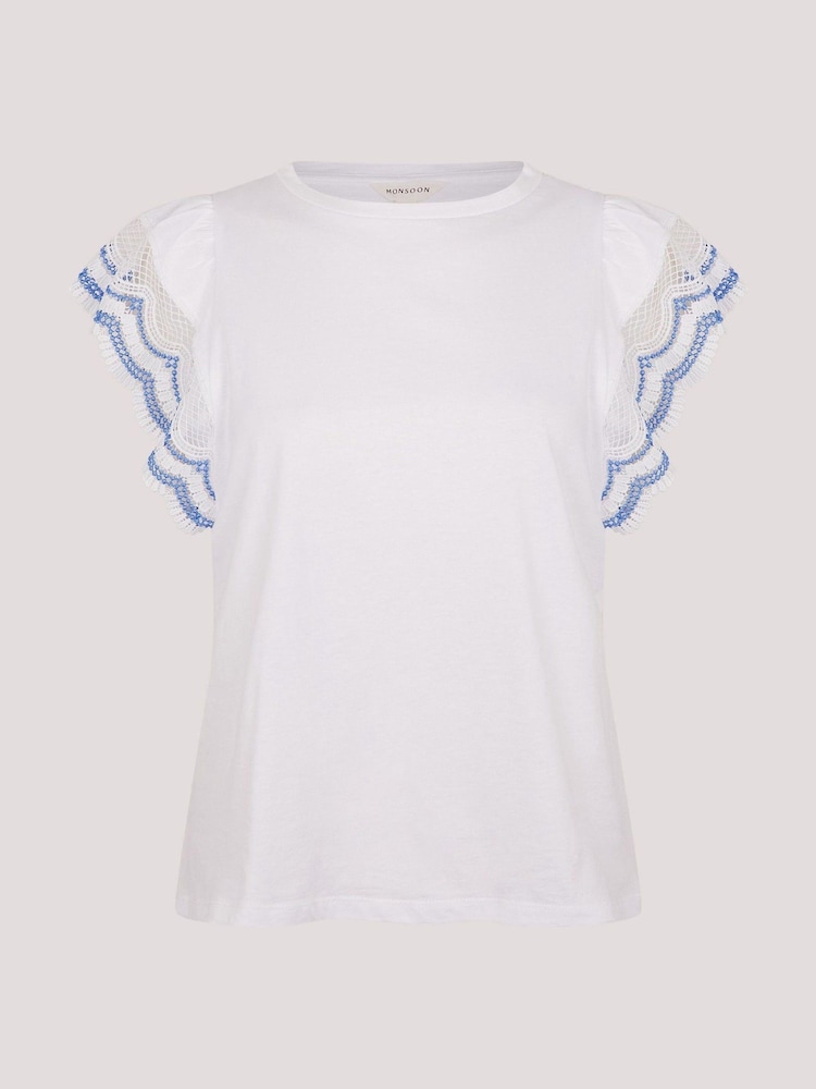 Monsoon White Embroidered Flutter-Sleeve 100% Cotton Blouses - Image 5 of 5 Monsoon White Embroidered Flutter-Sleeve 100% Cotton Blouses - Image 5 of 5