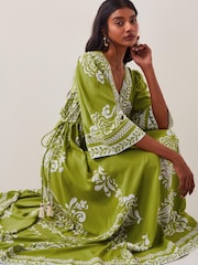 Monsoon Green Miley Floral Print Midi Dress - Image 2 of 5