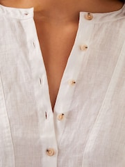 Monsoon White Rosa Bib 100% Linen Blouse - Image 4 of 5