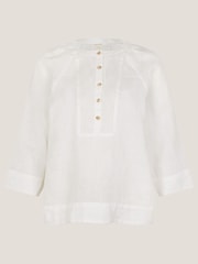 Monsoon White Rosa Bib 100% Linen Blouse - Image 5 of 5