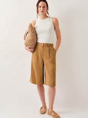 Monsoon Brown Nina Tailored Longline Shorts - Image 2 of 5