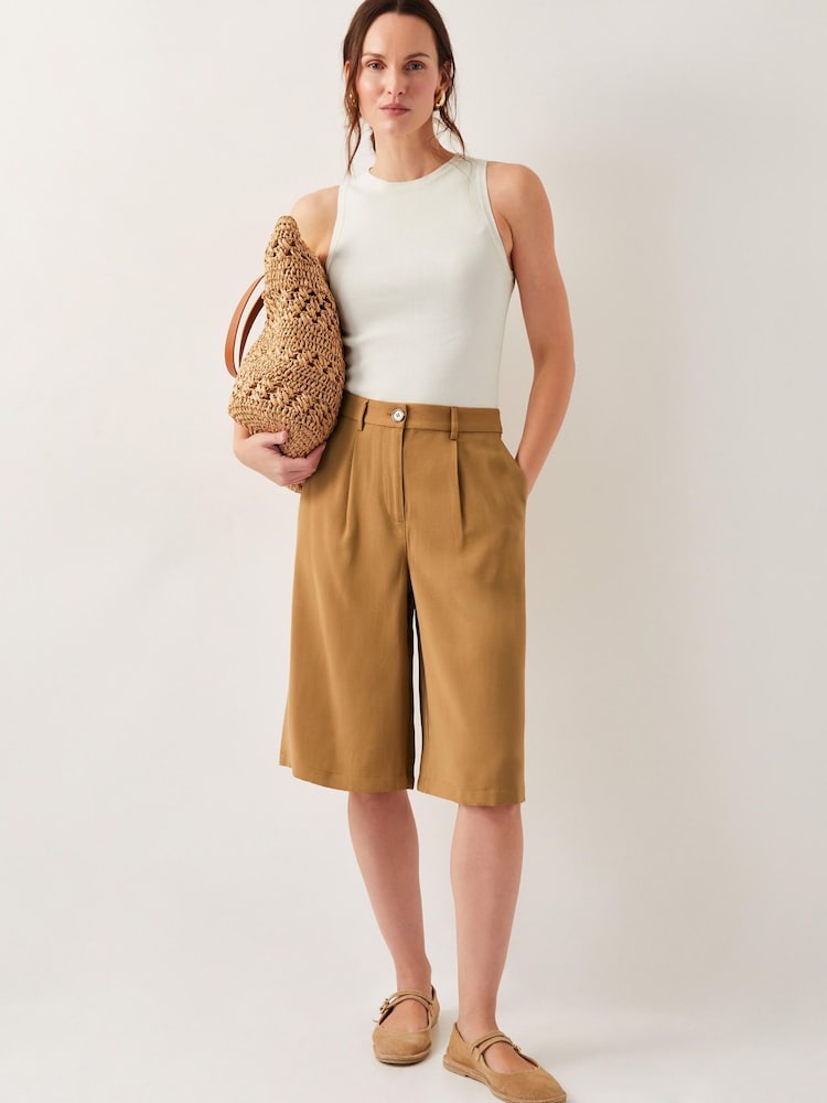 Monsoon Brown Nina Tailored Longline Shorts - Image 2 of 5