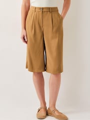 Monsoon Brown Nina Tailored Longline Shorts - Image 3 of 5