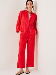 Monsoon Orange Jolie Regular Wide Leg 100% Linen Trousers - Image 1 of 4