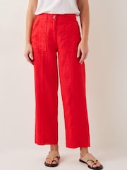Monsoon Orange Jolie Regular Wide Leg 100% Linen Trousers - Image 2 of 4
