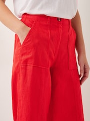 Monsoon Orange Jolie Regular Wide Leg 100% Linen Trousers - Image 4 of 4
