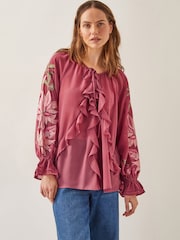 Блузка с вышивкой и оборками Monsoon Natalia - Изображение 1 из 5