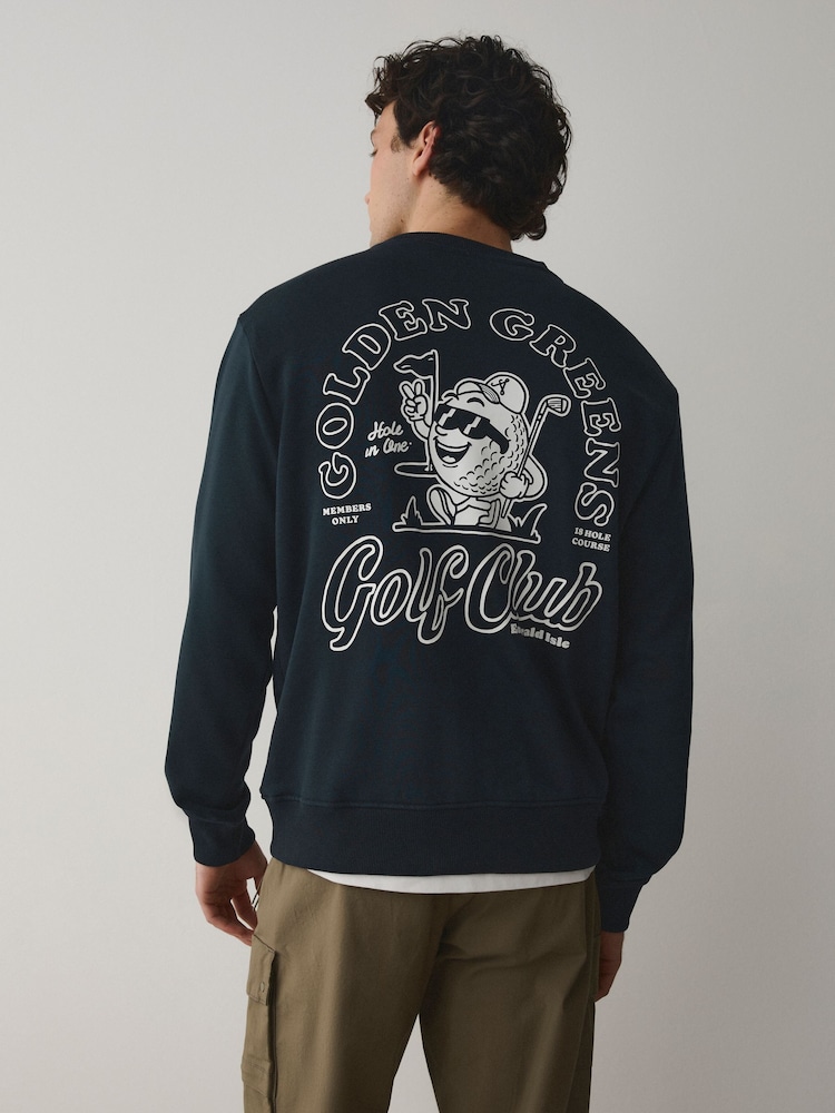 Navy Blue Golf Graphic Sweatshirt - Image 2 of 9 Navy Blue Golf Graphic Sweatshirt - Image 2 of 9