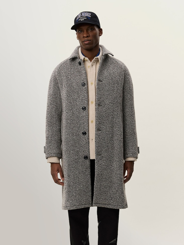 Les Deux Grey Michael Twill Wool Coat - Image 2 of 8