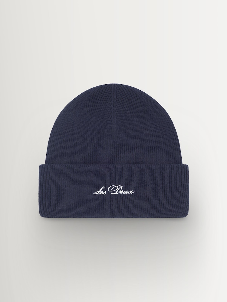 Les Deux Blue Wayne Embroidered Beanie - Image 1 of 2 Les Deux Blue Wayne Embroidered Beanie - Image 1 of 2