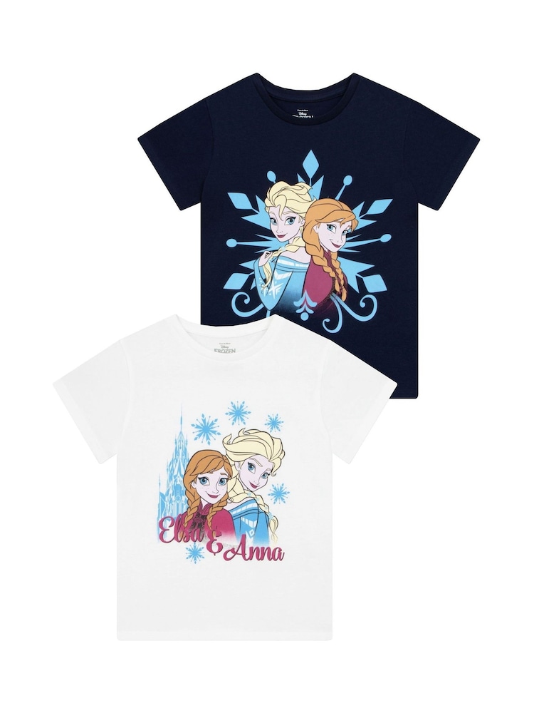 Character Disney Frozen Anna & Elsa 100% Cotton T-Shirts 2 Pack - Bild 1 von 6
