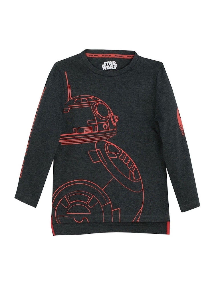 Character Grey Star Wars BB8 Long Sleeve 100% Cotton Top - Image 1 of 4