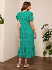 M&Co Green Embroidery Button 100% Cotton Dress - Image 3 of 5