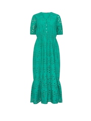 M&Co Green Embroidery Button 100% Cotton Dress - Image 5 of 5