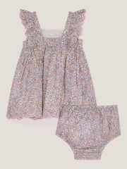 Monsoon Purple Newborn Peri Floral Print Sundress and Briefs Set - Image 1 of 3