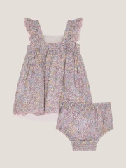 Monsoon Purple Newborn Peri Floral Print Sundress and Briefs Set - Image 3 of 3