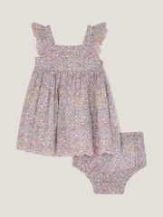 Monsoon Purple Newborn Peri Floral Print Sundress and Briefs Set - Image 3 of 3