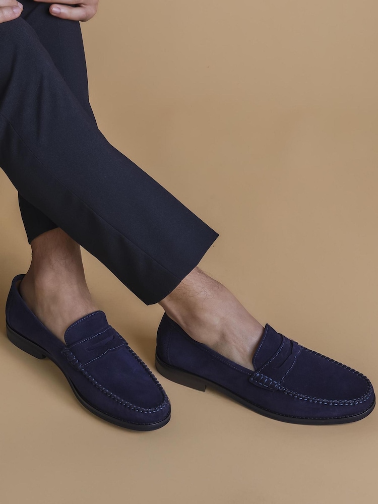 Jones Bootmaker Blue Quennell Leather Penny Loafers - Image 1 of 6 Jones Bootmaker Blue Quennell Leather Penny Loafers - Image 1 of 6