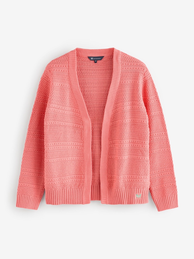 Crew Clothing Pink Stitch Detail Edge To Edge Cardigan - Image 1 of 1