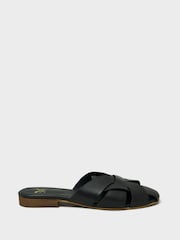 Crew Clothing Black Caged Leather Mules - Image 2 of 4