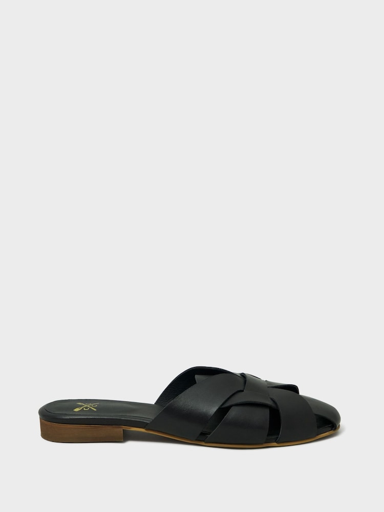 Crew Clothing Black Caged Leather Mules - Image 2 of 4