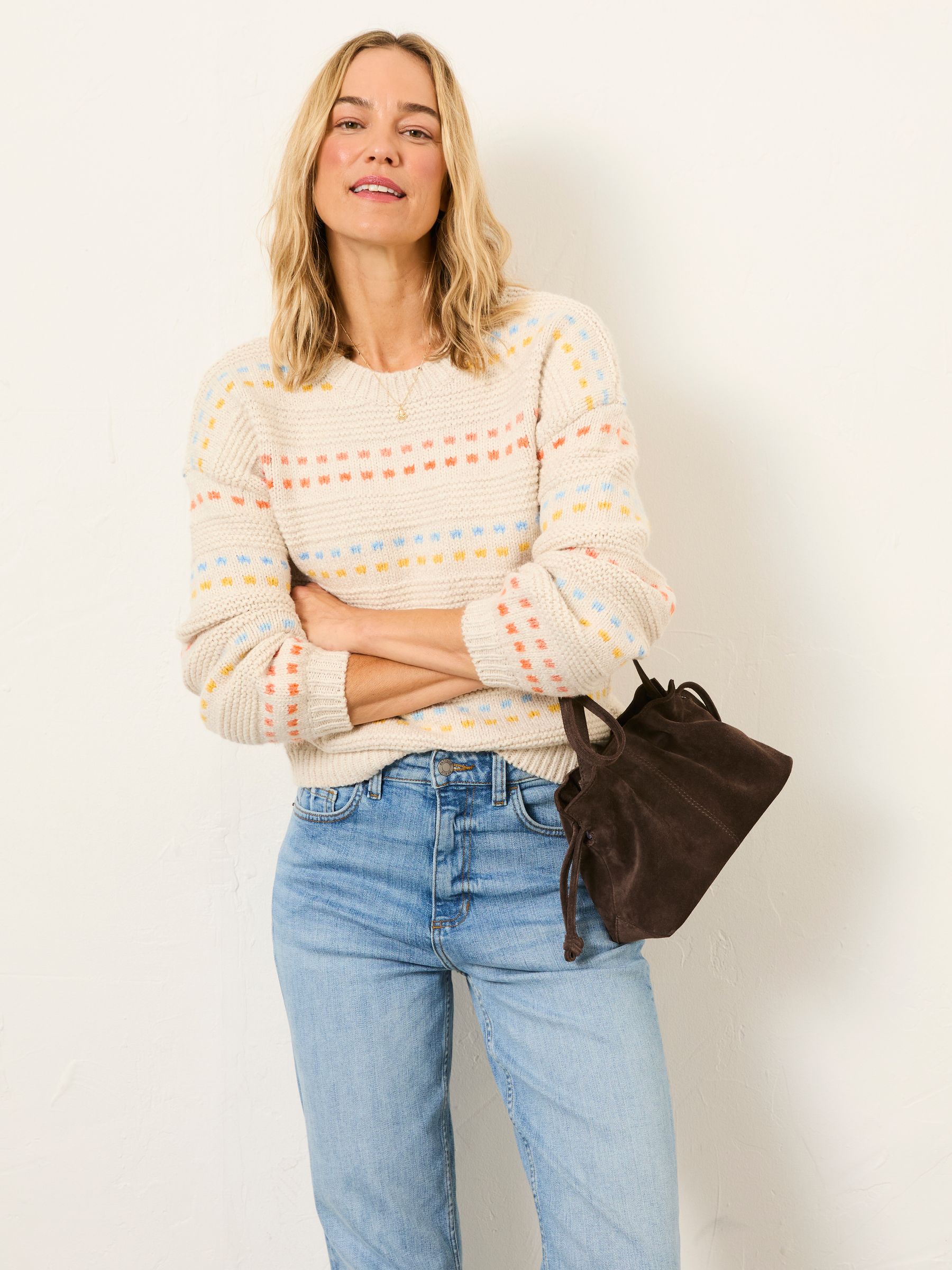 Fat Face Women's Ivory Fatface Isla Pattern Jumper