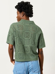 FatFace Astrid Green Crochet Shirt - Image 2 of 5
