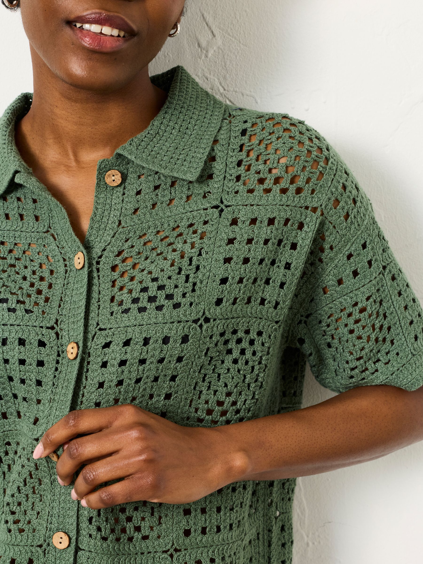 Buy FatFace Astrid Green Crochet Shirt from the Next UK online shop