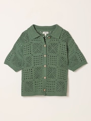 FatFace Astrid Green Crochet Shirt - Image 5 of 5