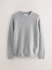 Grey Regular Fit Textured Crew Neck Knitted Jumper - Image 1 of 3